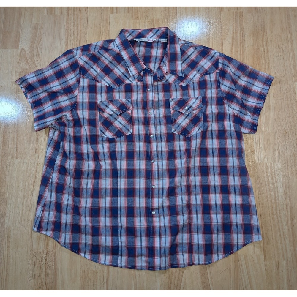 Cumberland Outfitters Men's 3X Plaid Short Sleeve Button Up Shirt Western Ely